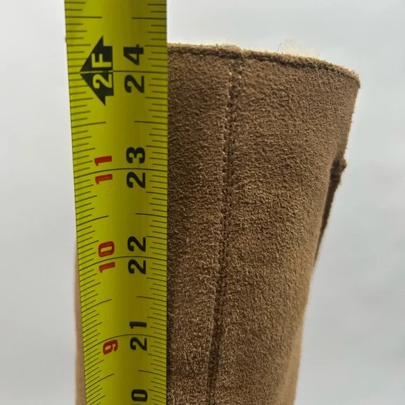 UGG Tall Suede Platform Shearling Lined Chunky Heel Boots Brown Size 7.5 - Picture 6 of 12